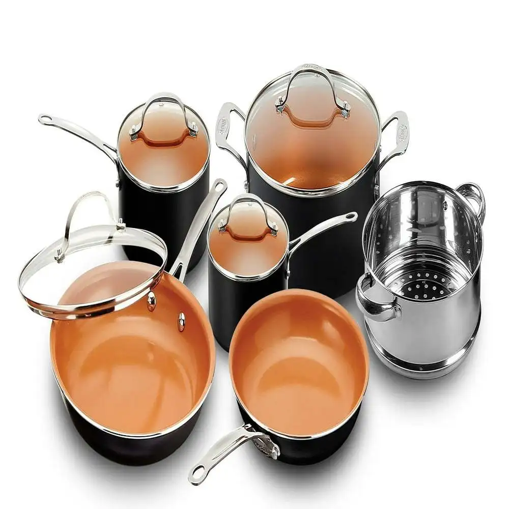

Steel 10Pc Pots and Pans Set Nonstick Cookware Set Gray Baking tray Plate for cooking Accesorios freidora Molde para hornear Sil