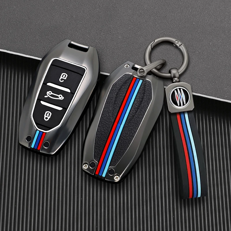

New Metal Car Key Case Full Cover For Peugeot 308 408 508 2008 3008 4008 5008 Citroen C4 C4L C6 C3-XR Smart Shell Accessories