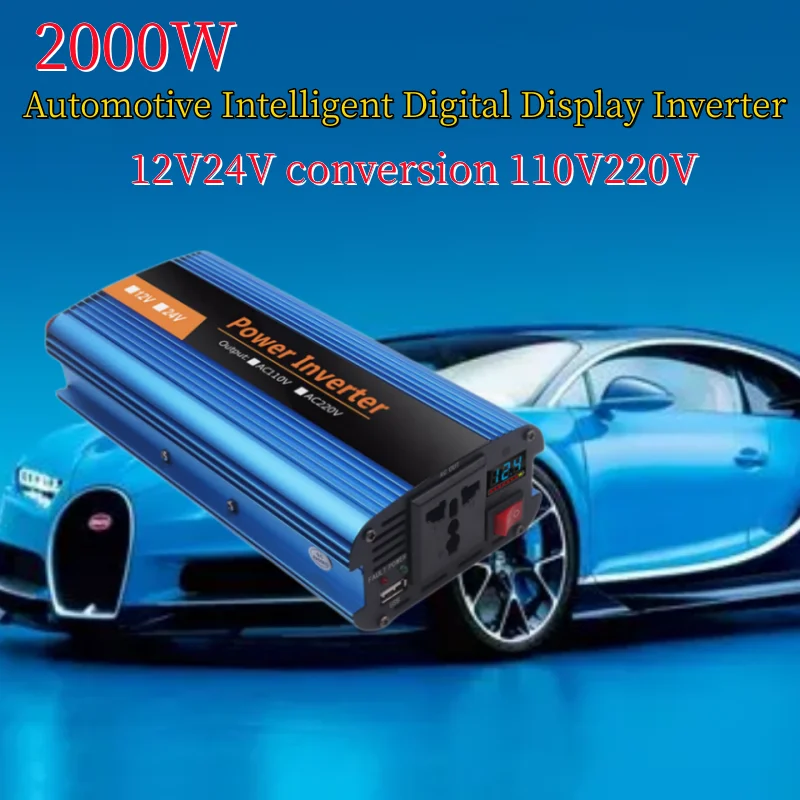 

Intelligent Car Mounted Household Inverter 12V24V to 110V220V Car Mounted Converter2000W Car Adapter