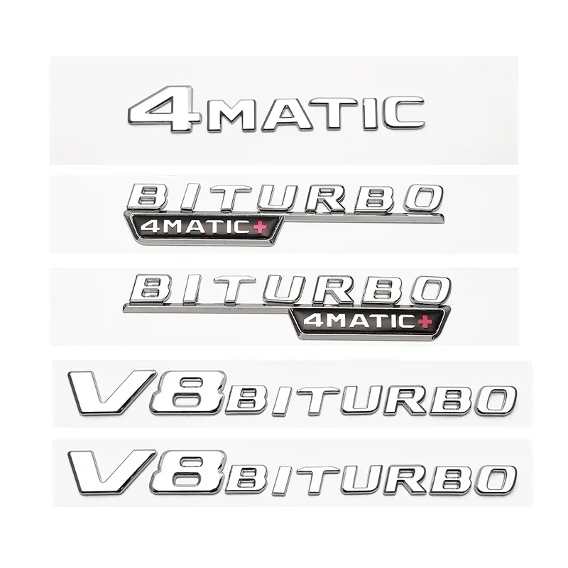 Подходит для Mercedes Benz Tailsticker V12BITURBO значок на крыло V8 BITURBO Twin-TURBO ABS Letter 4matic + TURBO Label black