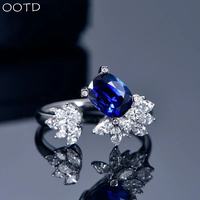 

Женское Открытое кольцо с имитацией кристаллов и сапфиров