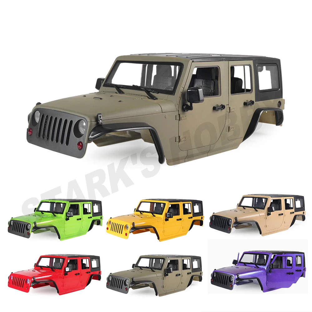 RC 1/10 Jeep Wrangler JK Rubicon 4 Door Hard Body Shell Kit 313mm Wheelbase for Crawler Cars Axial SCX10 90046 90047 RGT EX86100