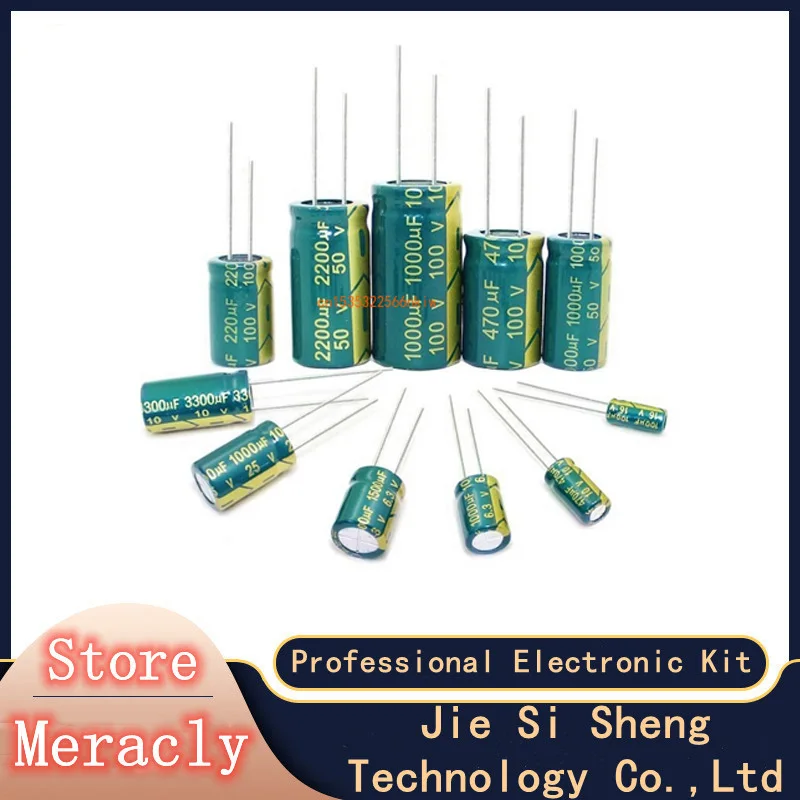 

5PCS aluminum electrolytic capacitor 6.3V 1000UF 10V 1500UF 16V 2200UF 25V 3300UF 35V 50V 400V 4700UF 680UF 35V 1UF 2.2UF 3.3UF