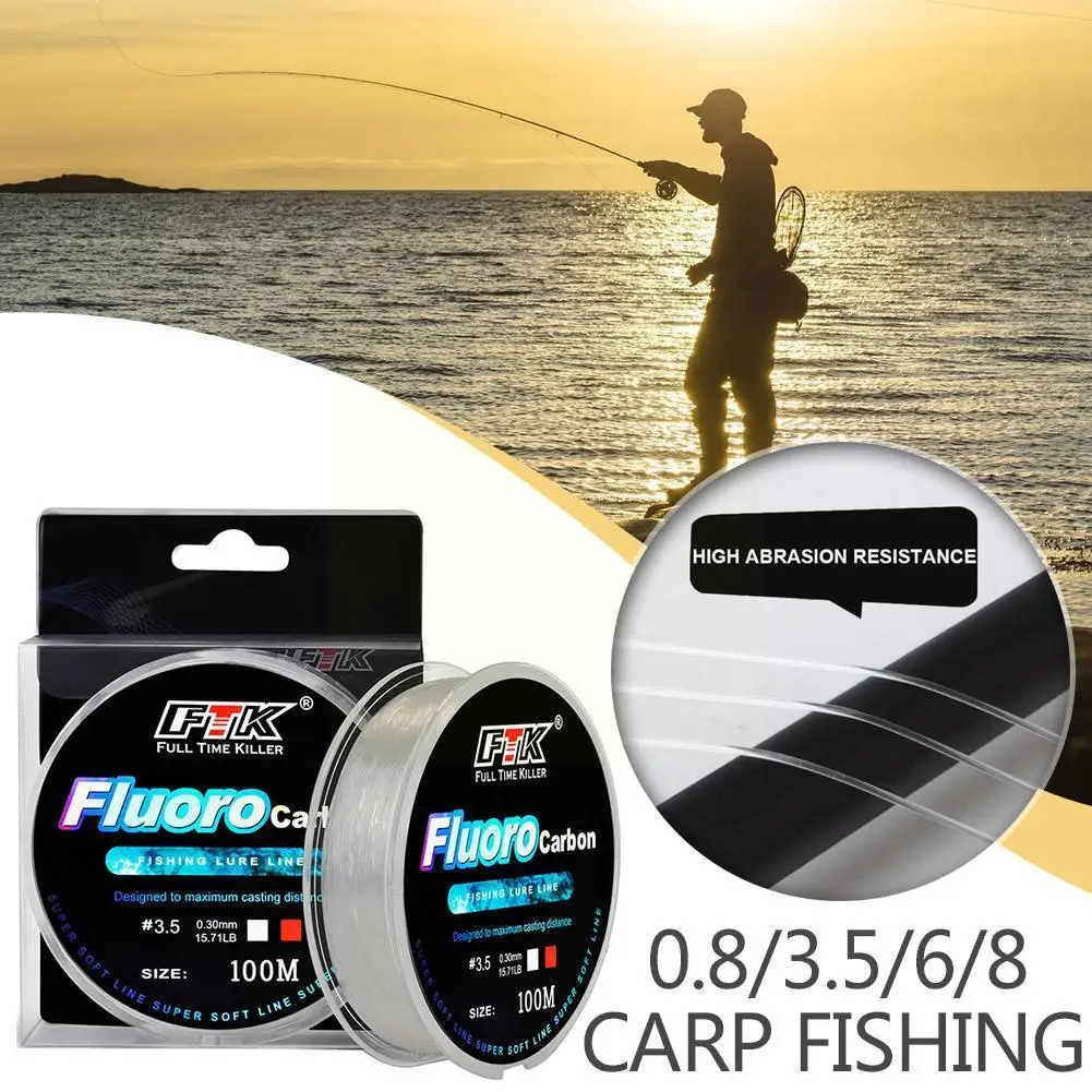 

100m Nylon Fishing Line Carbon Fiber Leader Line Fishing Fluorocarbon Coating Size Wire Lure Sinking 4 Line Fishing V5W9