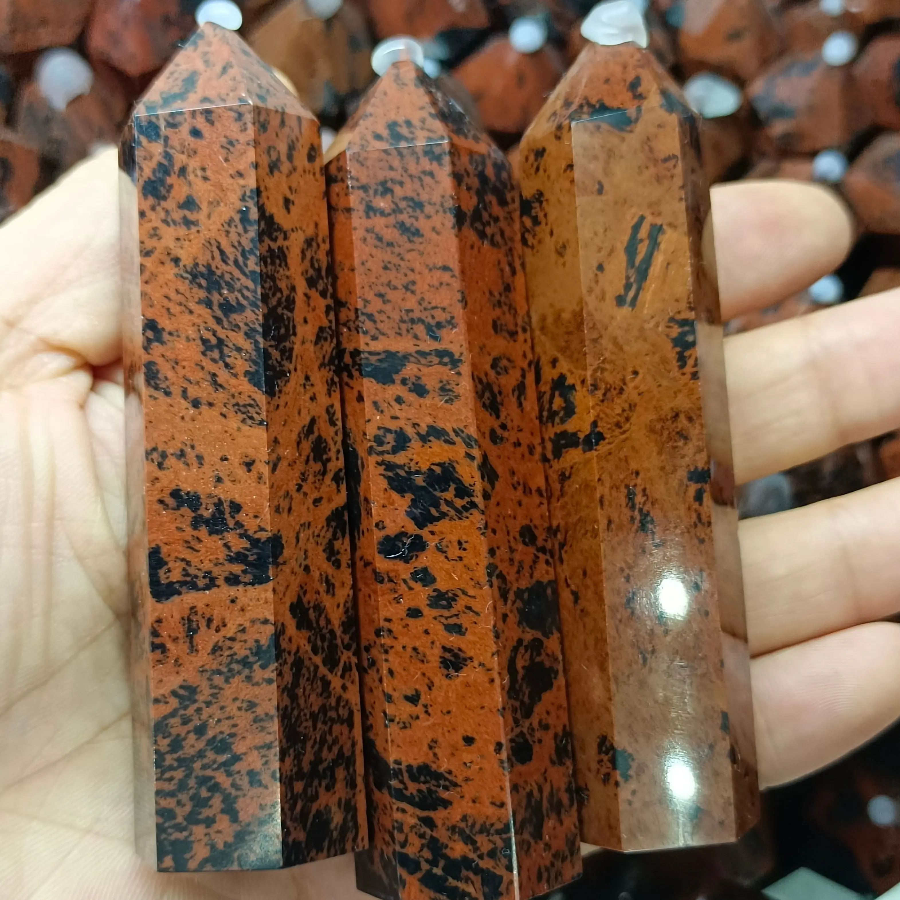 

Natural Red Obsidian Little Column Crystal Wand Energy Healing Home Office Decoration Craft Gifts Mineral Ornaments 70-90mm
