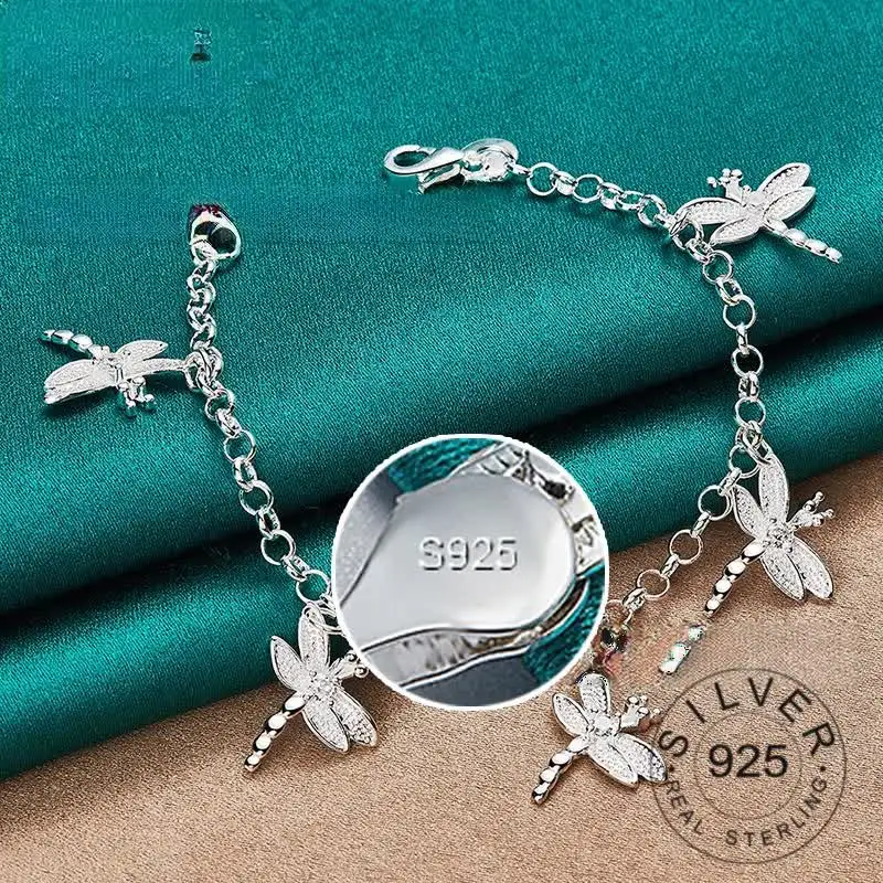 Браслеты из стерлингового серебра 925 пробы для женщин и мужчин бабочки ручной