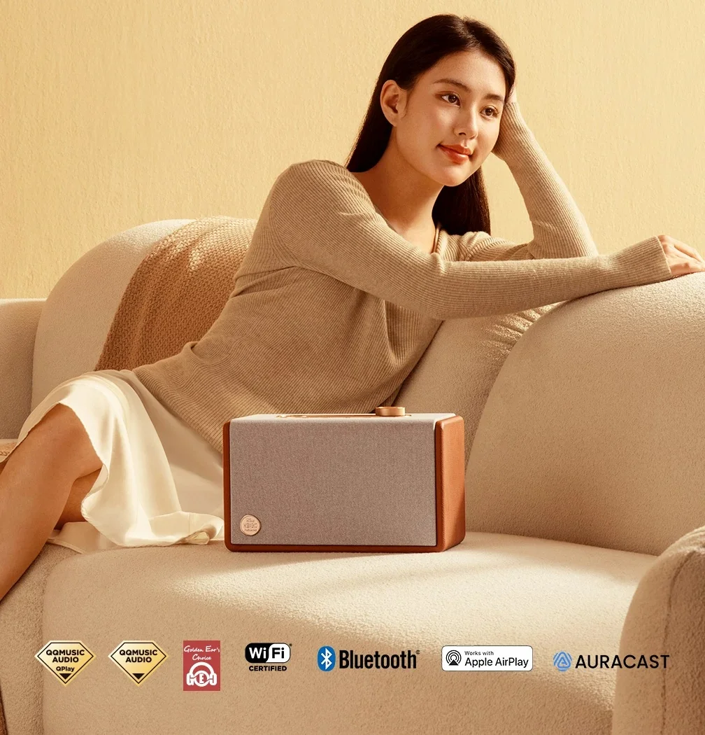 Фото Беспроводная колонка GIEC Q25 с Wi-Fi, прямой передачей звука без потерь, качественным звуком, передачей звука напрямую в ухо, домашняя колонка, пять режимов звука, подарок №4