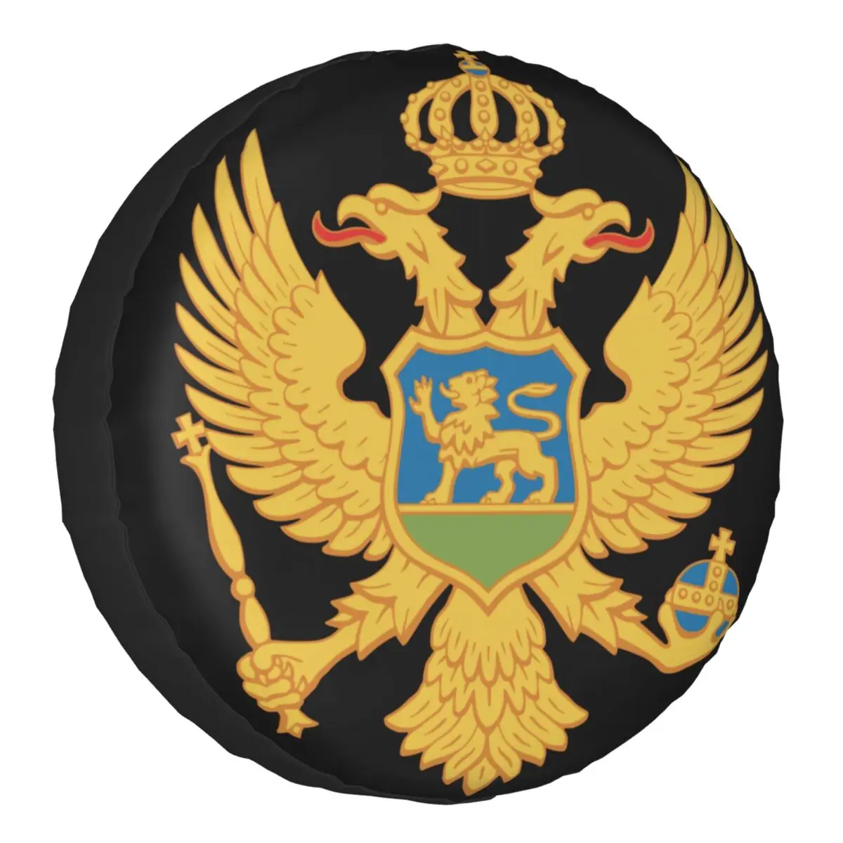 

Coat Of Arms Of Montenegro Tire Cover 4WD 4x4 SUV Montenegrins Flag Spare Wheel Protector for Toyota Prado 14" 15" 16" 17" Inch