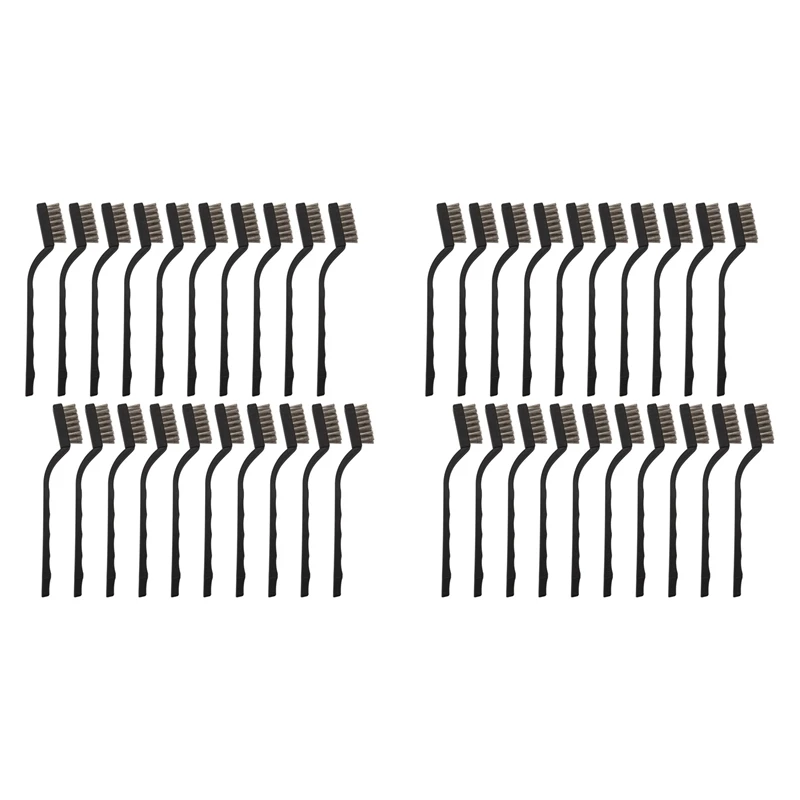 

40 Pieces Mini Handle Stainless Steel Wire Bristles Brush Set For Cleaning Welding Slag, Stain And Rust (Silvery)