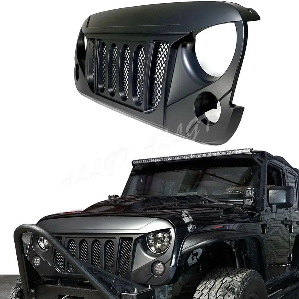 

Передняя решетка для бампера, верхняя решетка для Jeep Wrangler JK 2007 2008 2009 2010 2011 2012 2013 2014 2016 2017, Черная решетка