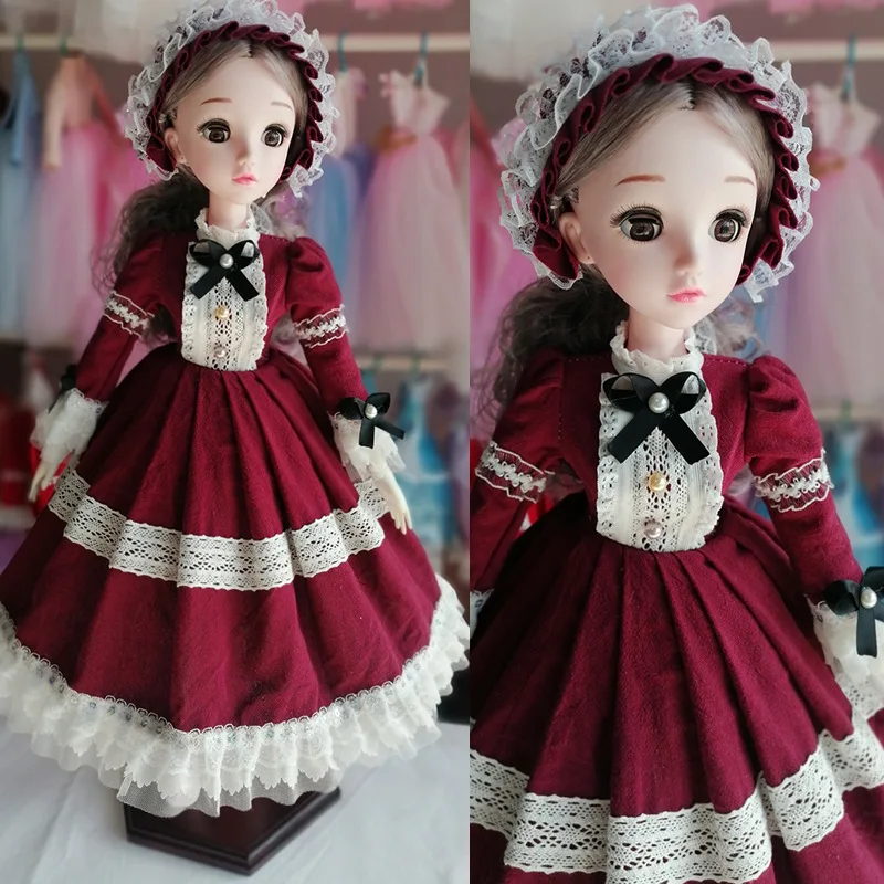 60cm Kimono bjd Coth Maid Lolita dress lattic full set doll clothes 1/3 Doll Suit no shoes Doll Accessories For 60cm Bjd doll images - 6