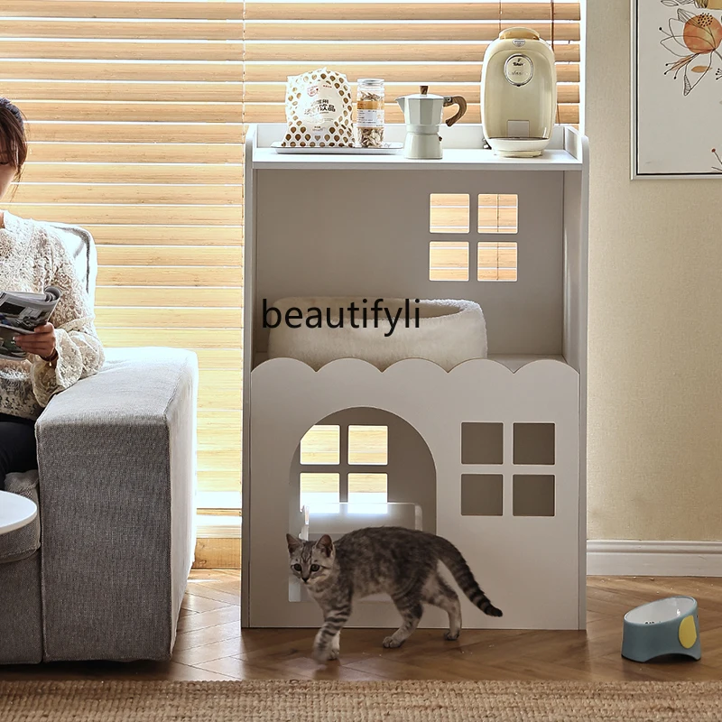 

GY Cat Nest Villa People Cat Shared Furniture Winter Warm Pet Supplies Bedside Table Double Layer Cat Litter Cabinet Kennel
