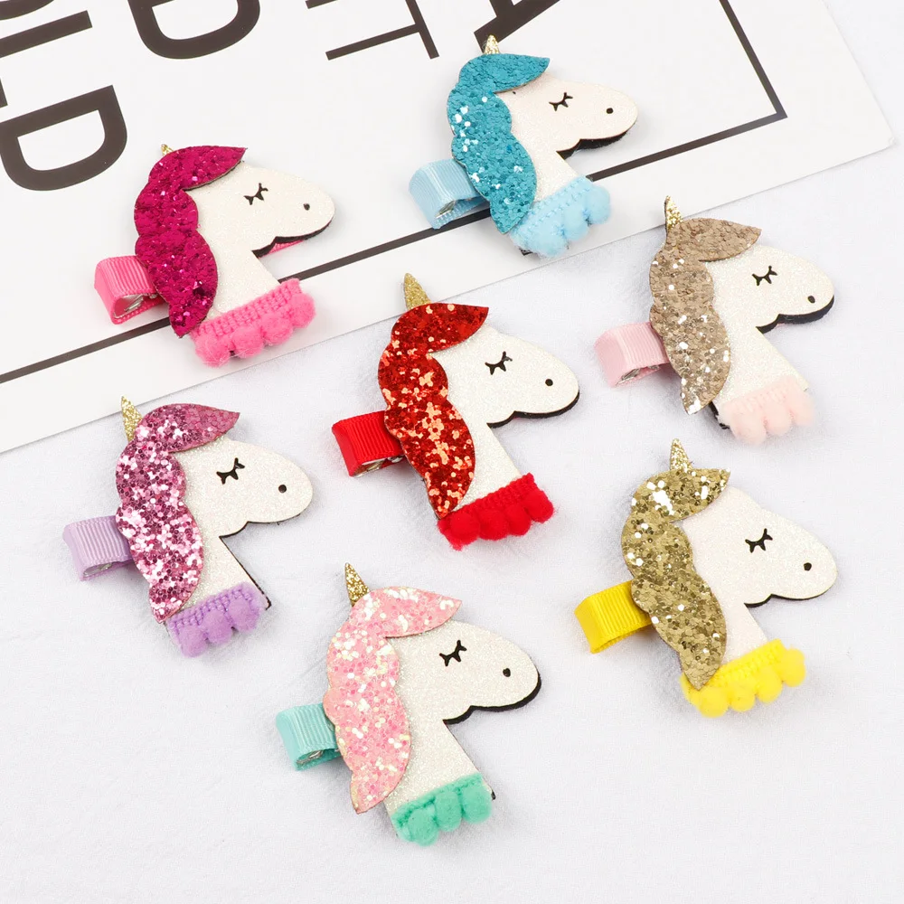 

Cute 1PCS Unicorn Horn Horse Rainbow Baby Girls Hairpin Boutique Clips Hair Accessories for Kids Women Adult Cartoon Headwear