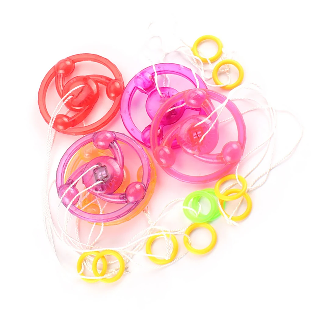 

10Pcs Kids Flashing Gyro Cable Pull Luminous Spinning Drawstring Flywheel Outdoor Toy School Party Parent-Child