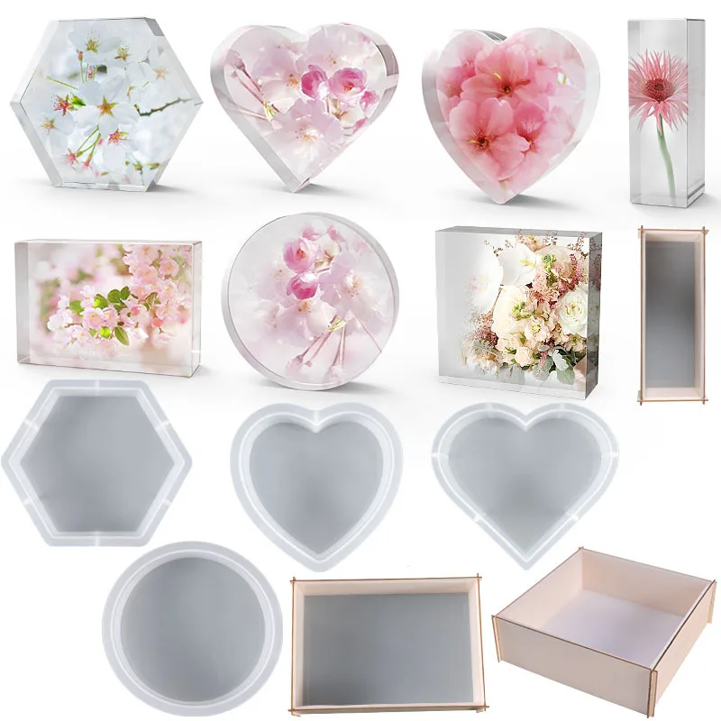 

Diy Crystal Drop Glue Mold Round Body Hexagon Set Table Bookend Silicone Mould Epoxy Resin Molds Resin Art Supplies