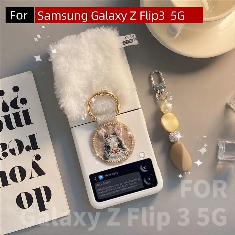 

Чехол с милым кроликом для Samsung Galaxy Z Flip3, флип-чехол с 3 рисунками
