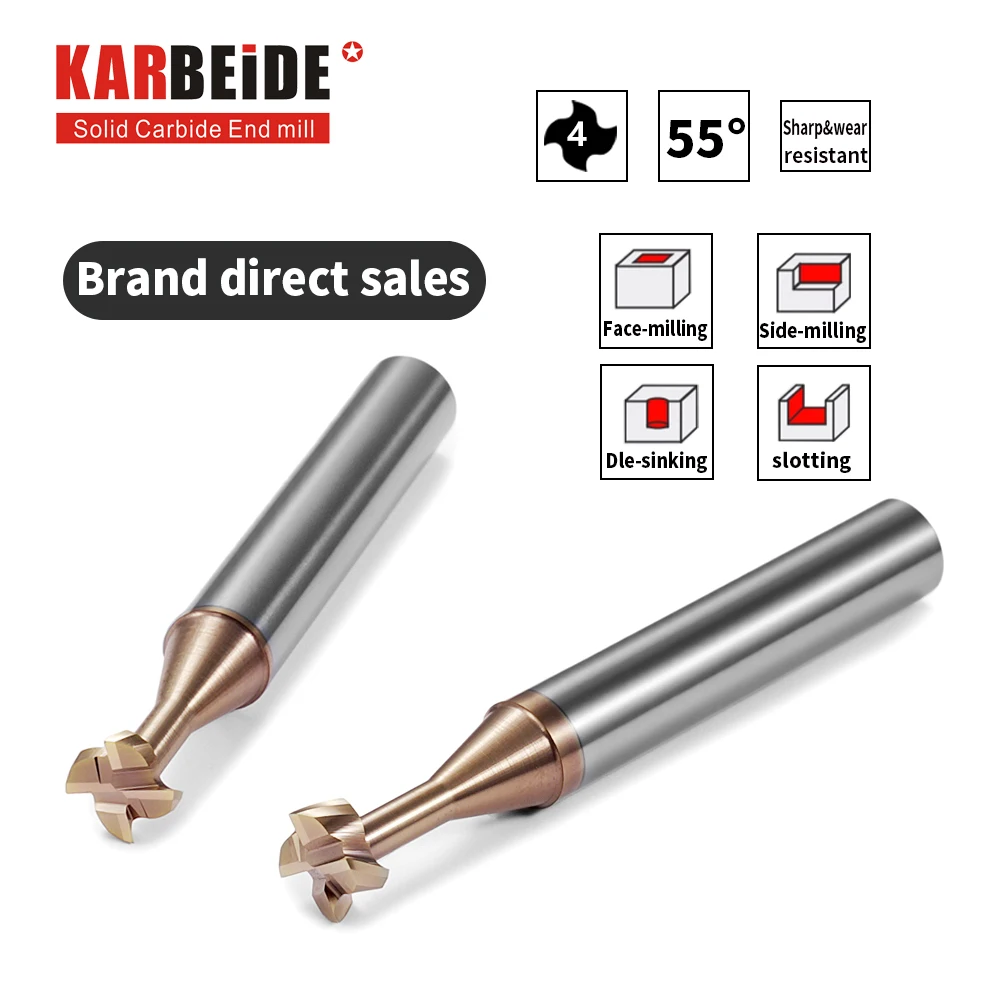 Фото Карбидные концевые фрезы KARBEIDE с Т-образным пазом, 4-флейтовое покрытие TiSiN, для углеродистой стали, легированной стали, чугуна и т. д. №3