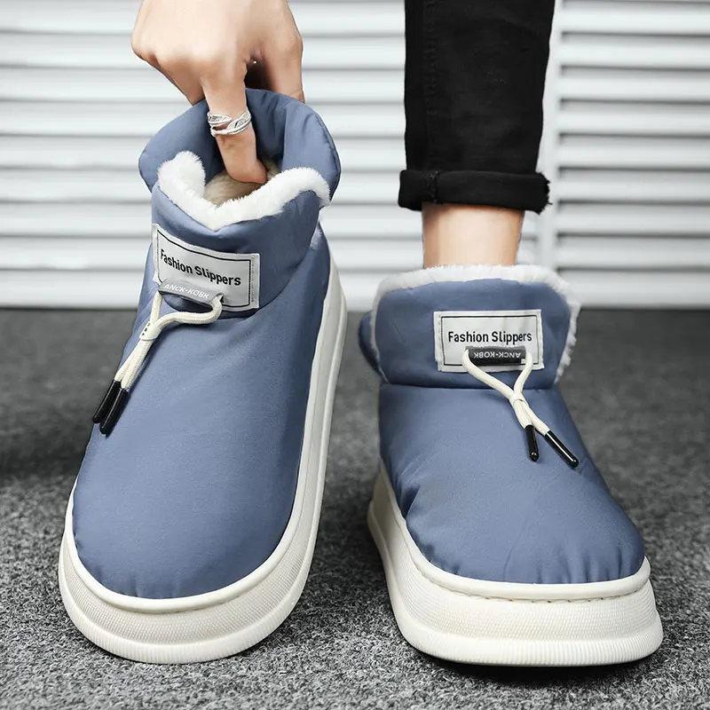 

Fujeak модные хлопковые тапочки до щиколотки зимняя новая Теплая Повседневная обувь универсальные уличные зимние ботинки для мужчин Нескольз...