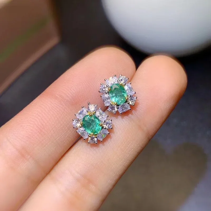Columbia Otrabouw Gebiedembali tipo Изумруд Oorbellen 925 Sterling Zilver Vrouwen High-End Kleurrijke Sieraden