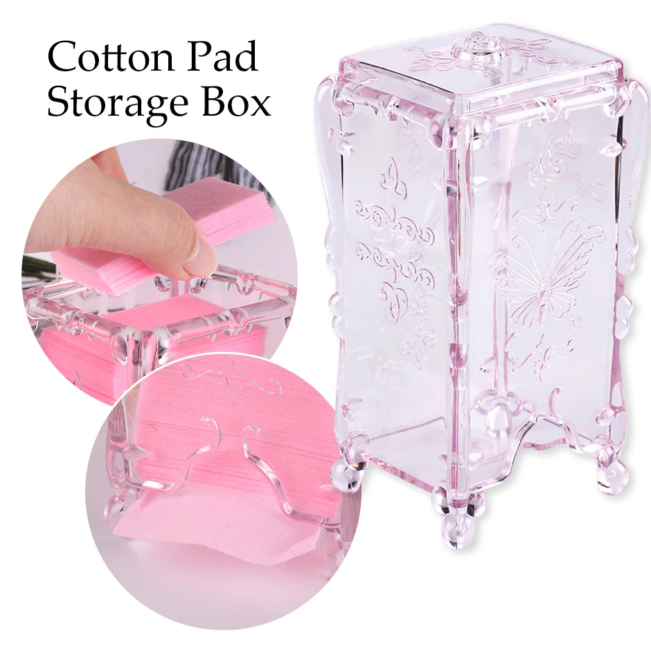 

Acrylic Cotton Wipe Nail Storage Box Pink Butterfly Gel Remover Napkins Clean Organizer Container Case Manicure Salon Tool LYG55