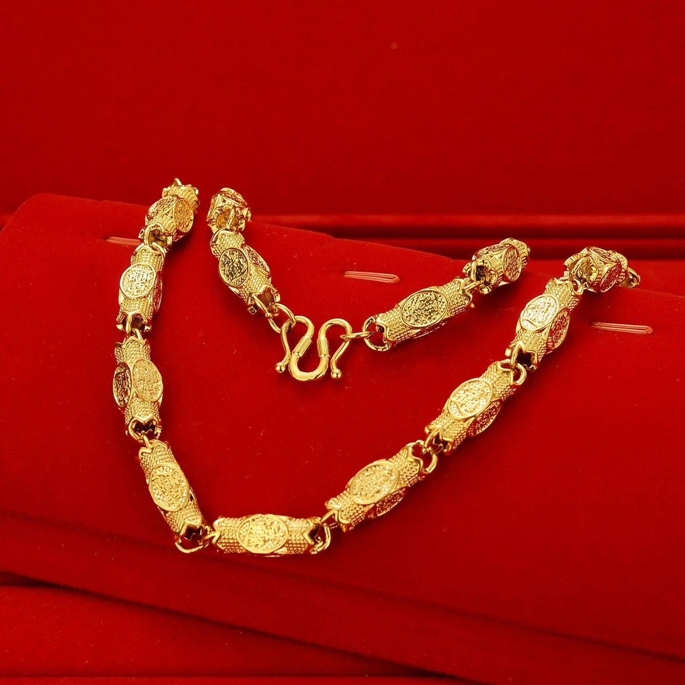 Золотое ожерелье AU999 украшения для шеи в стиле ретро цепочка босса 24k чистое