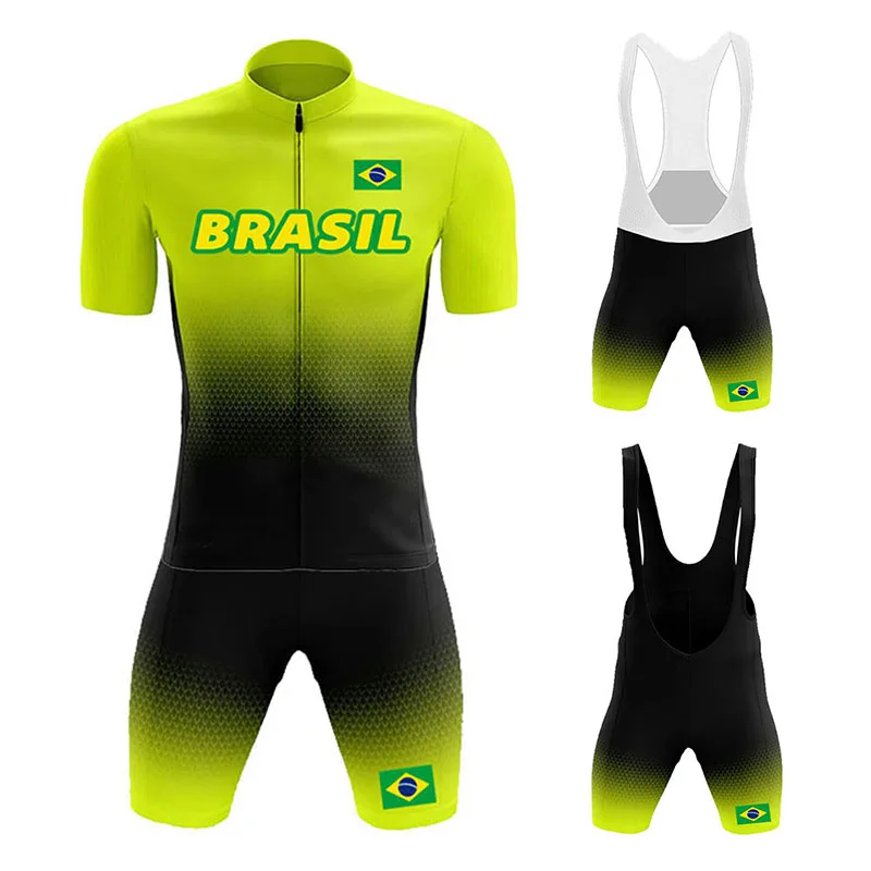 

2022 Team BRAZIL Mens Summer Breathable Cycling Jersey Set Short Sleeve MTB Bike Sport Cycling Clothing Roupa Ciclismo Masculino