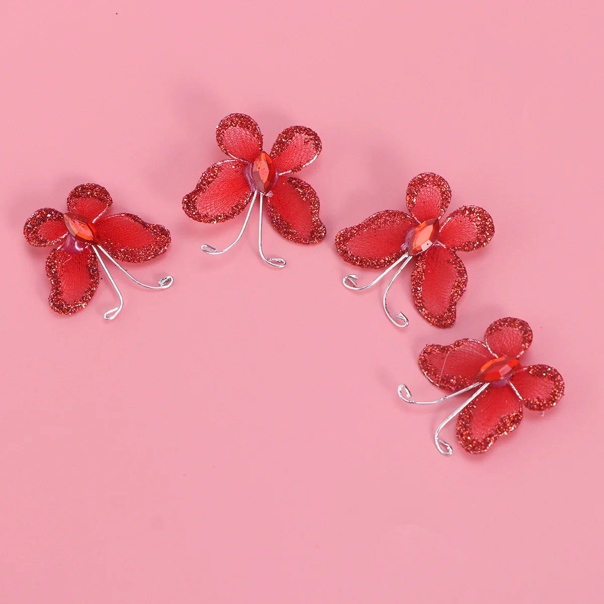 

50 Pcs Mesh Butterflies Wedding Ornament Craft 3d Butterflies Artificiales Para Decorations Wired Mesh