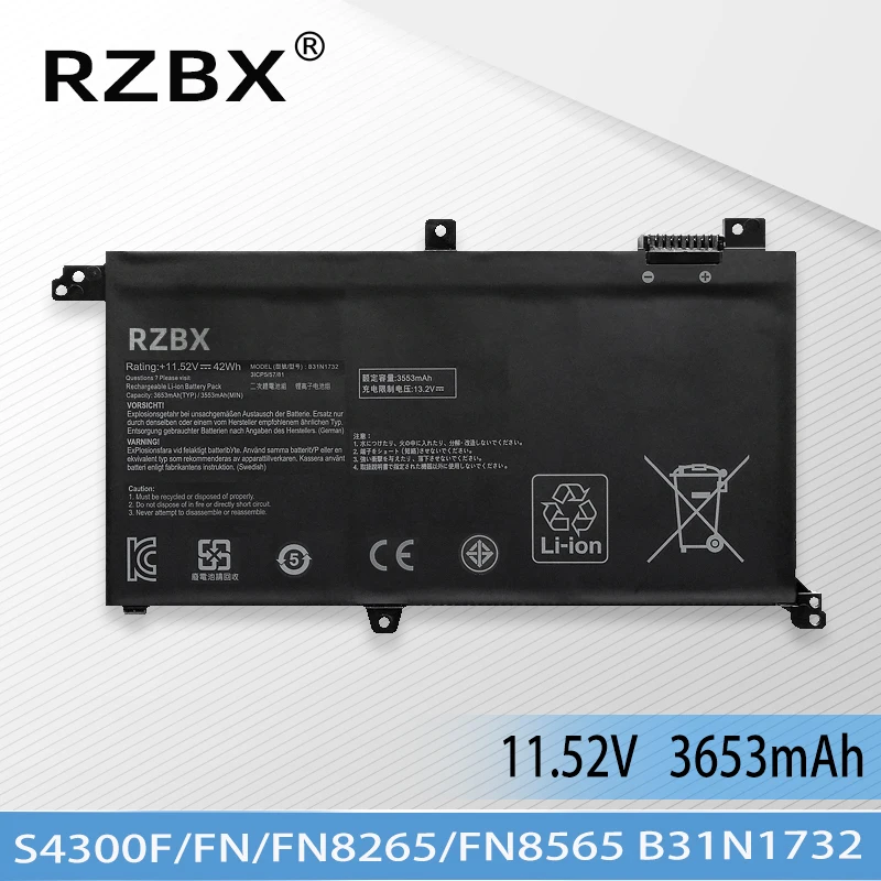 

RZBX B31N1732 Аккумулятор для ноутбука ASUS VivoBook S14 S430FA S430UA X430UF X430UN X430FA X430FN X571G/GT/LH Mars 15 VX60G