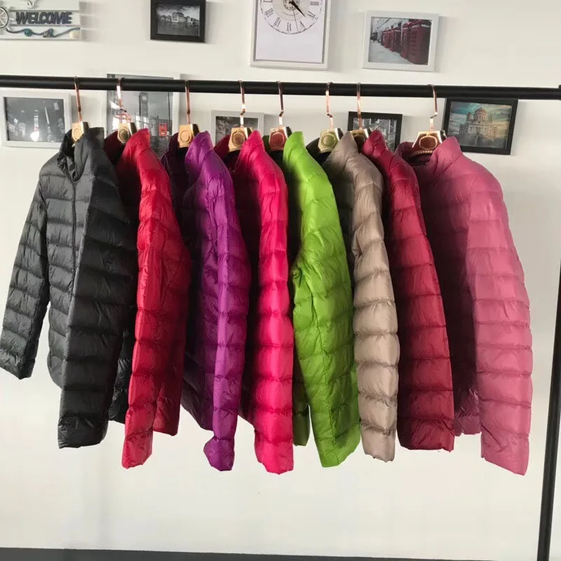 

2023 winter new light down jacket women's short stand up collar slim white duck down gradient casual light coat