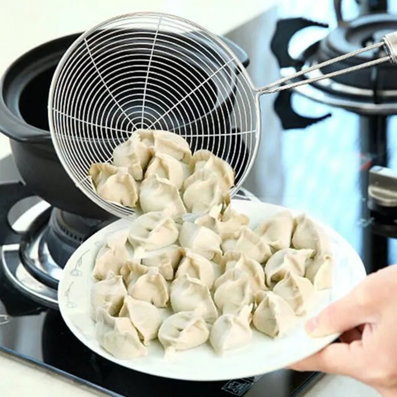 

Oval Skimmer Stainless Steel Filter Mesh Oil Pot Food Filter Cookware Colander Fried Filter Kitchen Strainer Baking Cooking Tool