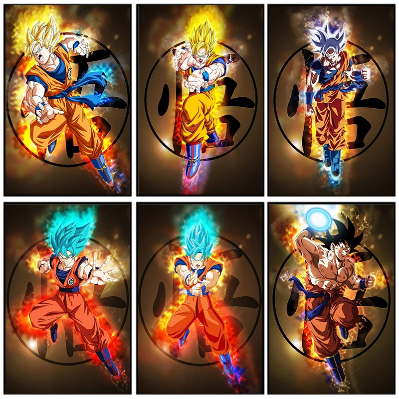 

Anime Dragon Ball Canvas Painting Living Room Prints Kakarot Gohan Vegeta Character Posters and Pictures Bedroom Home Decor