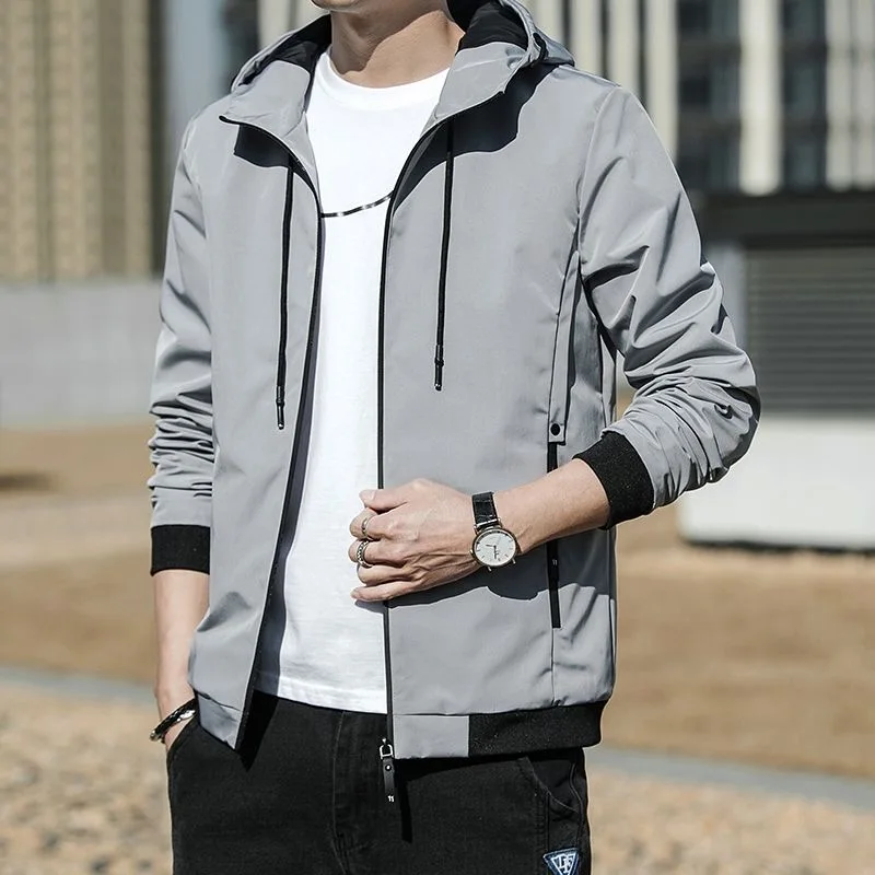 Куртка мужская демисезонная с капюшоном и защитой от ветра батальных размеров