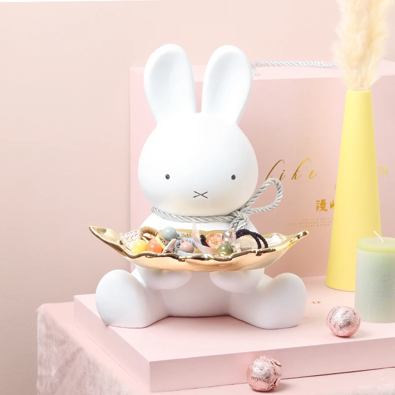 

Creative cute cartoon rabbit key storage tray decoration living room porch desktop home accessories