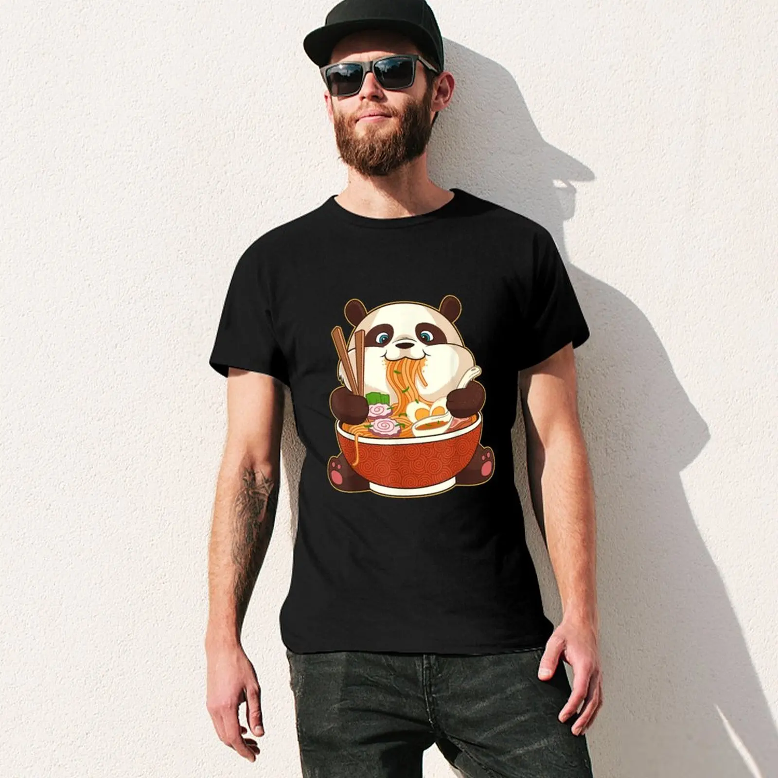Kawaii Милая аниме панда отаку японская рамен лапша подарок футболка с принтом