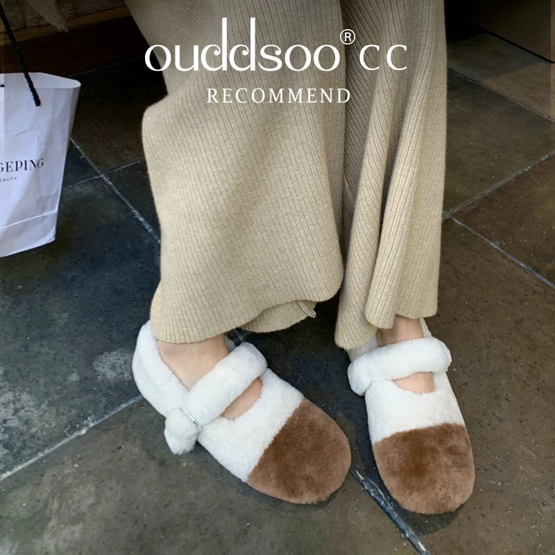 

Женские плюшевые туфли Ods Mary Jane, осенне-зимние уличные модные дизайнерские туфли Лолиты с пряжкой, Новые легкие туфли большого размера без шнуровки