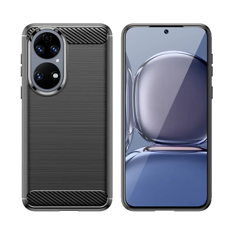 

Huawei P50 Pro JAD LX9 Case Carbon Fiber Skin Soft Silicone TPU Back Cover Case For Huawei P50Pro JAD-LX9 Shockproof Protector