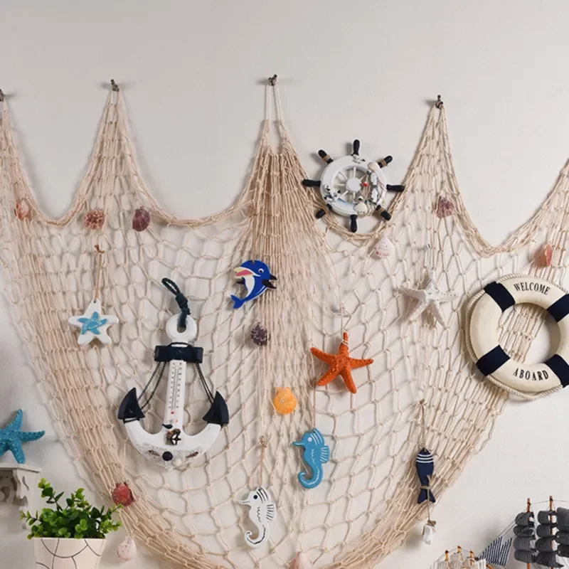 

Party Decorative Natural Fish Net Little birthday Under The Sea Party Pirate Decoration Summer Beach wedding