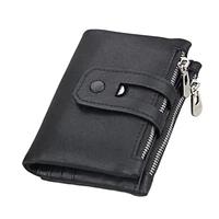 vintage genuine leather men wallet double zipper large capacity male card holder purse wallet