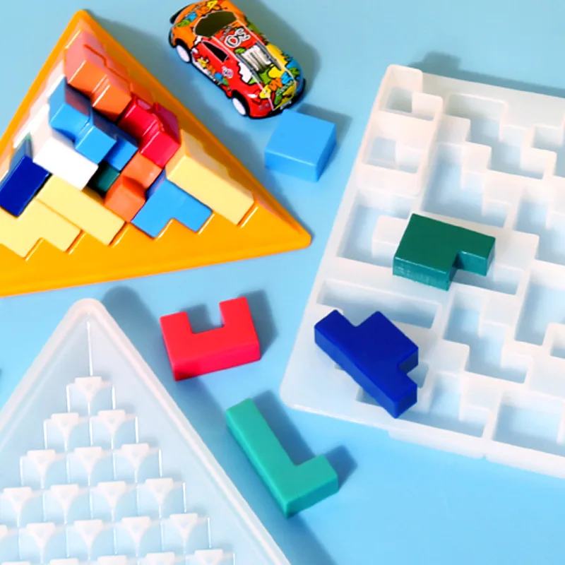 Пирамидальная головоломка из силикона для формирования строительных блоков игрушки "Куча форм для смолы эпоксидной смолы" для детей.