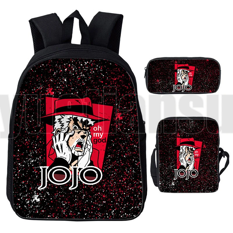 Рюкзак Jojo для девочек-подростков, японская школьная сумка для книг с 3D рисунком по мотивам аниме «Killer Queen», рюкзак Джоджо 3 в 1, 12 дюймов