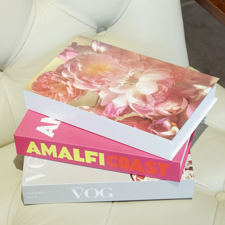 

Peony Fashion Fake Books For Decoration Luxury Decorative Book Simulation Storage Bedroom Hotel Coffee Table Villa Shooting Prop