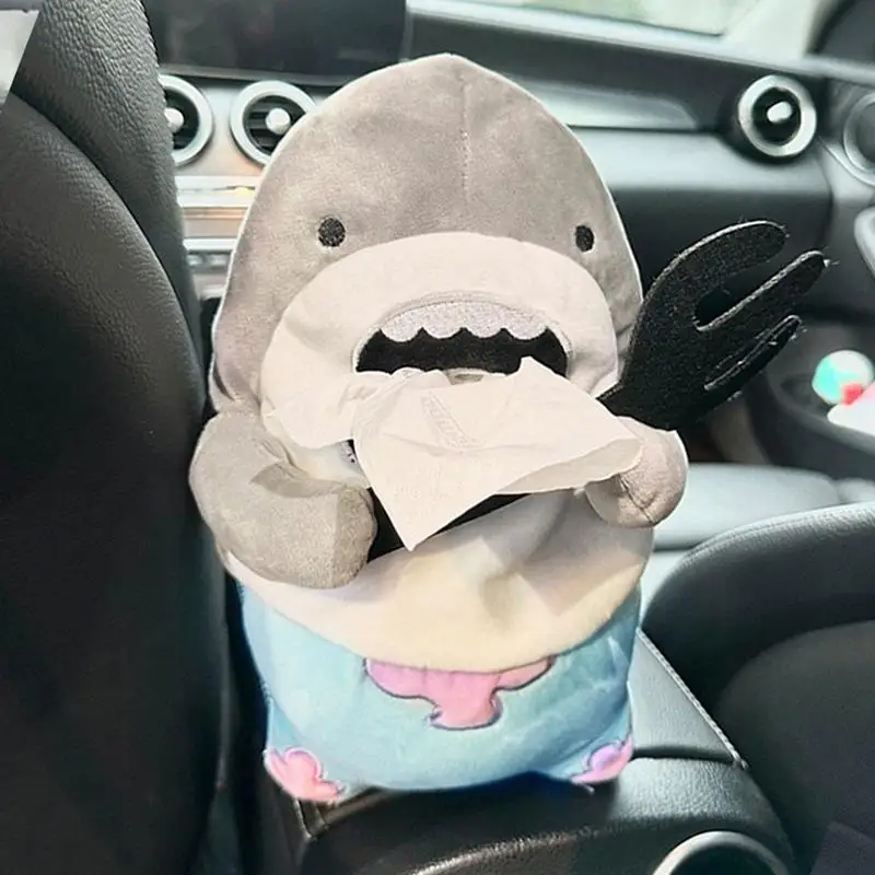 

Plush Car Tissue Holder Cute Shark Shape Napkin Paper Dispenser Car Decoration Cartoon Animal Toilet Paper Box Gift For Kids