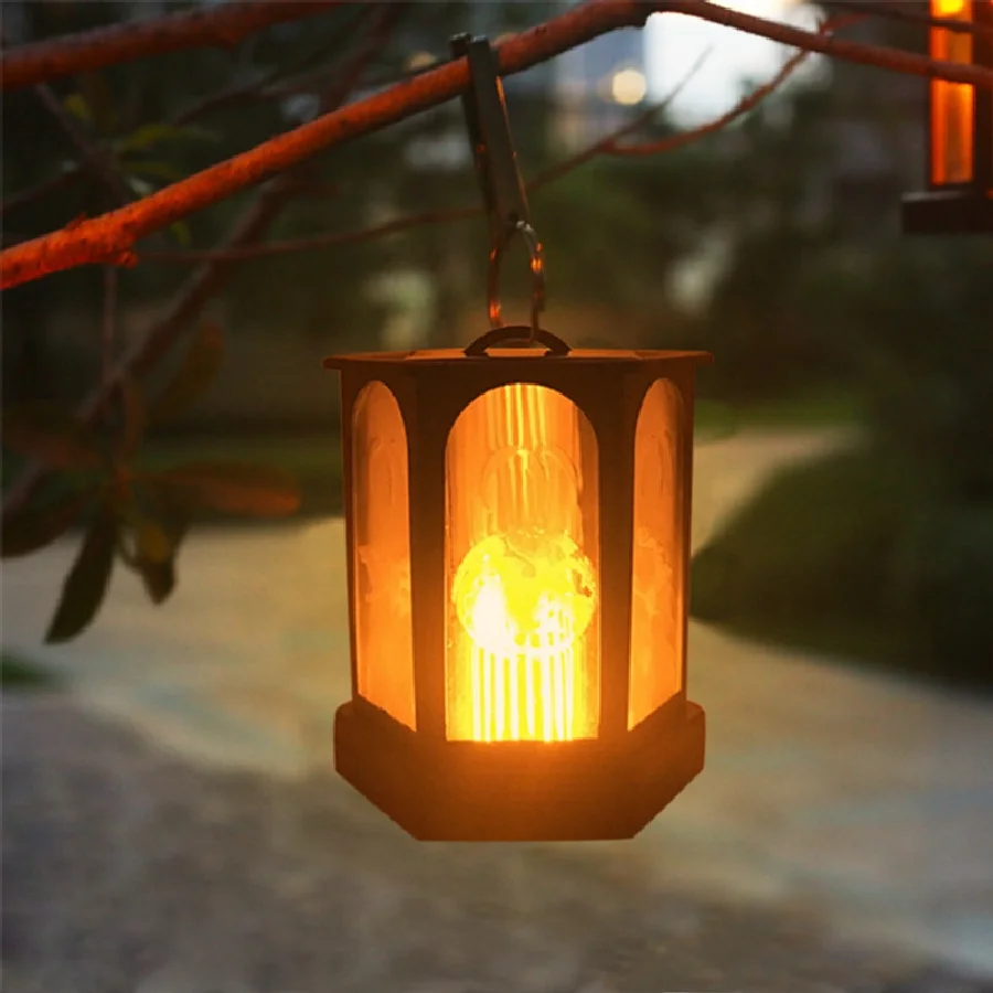 

LukLoy светодиодный Solar Hex Индукционное пламя светильник светодиодный наружная Водонепроницаемая садовая лампа подвесной светильник, лампа для столба, Ландшафтная стена