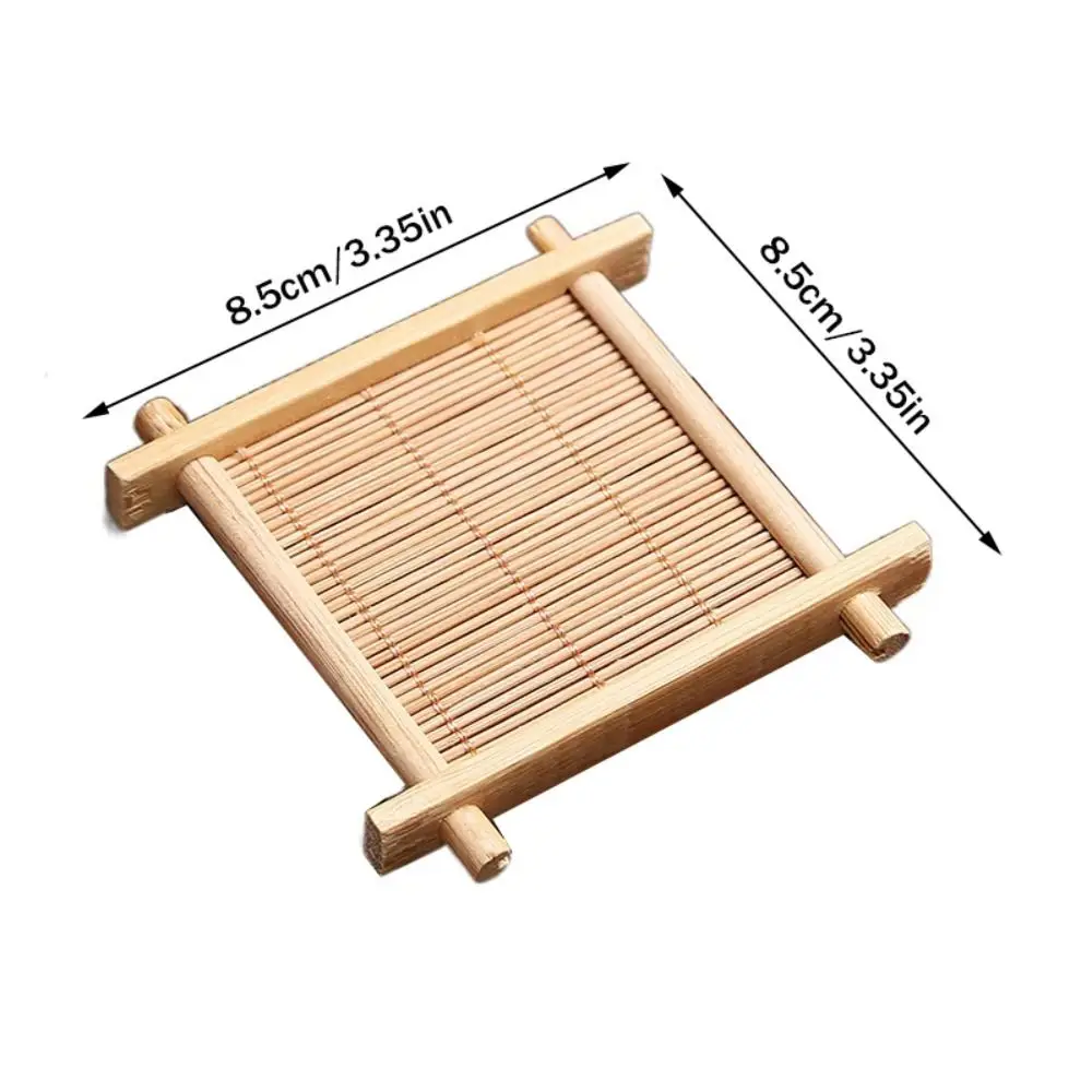 

Прочная бамбуковая подставка для чайной чашки, квадратные ретро термоизолированные подставки, термостойкий поднос для десертного кондитерского изделия