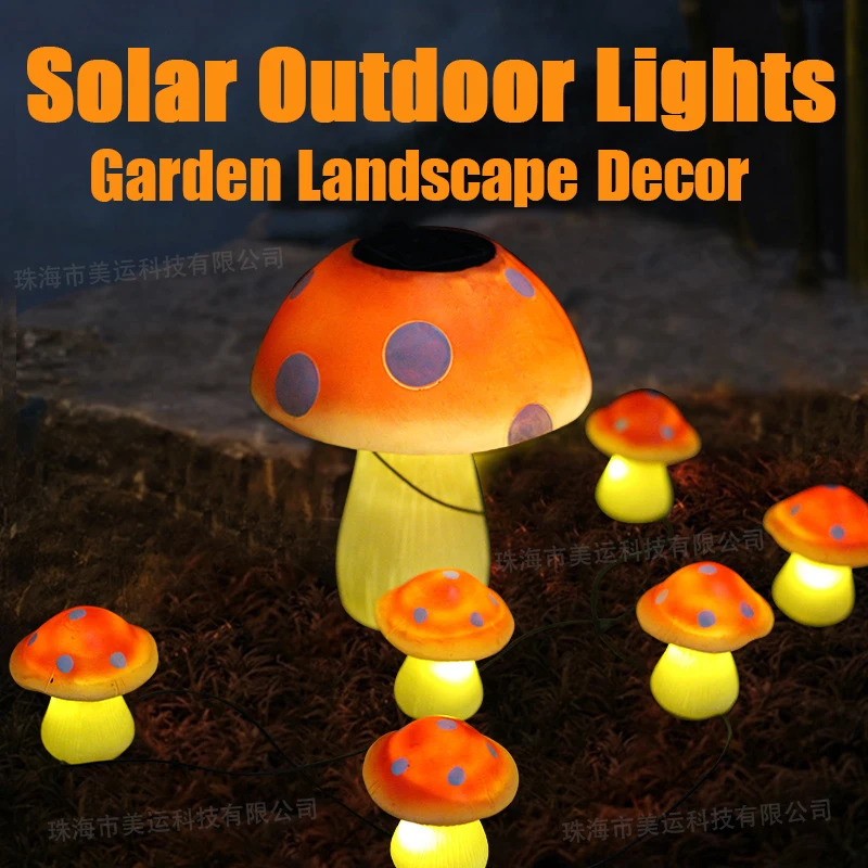 

LED Solar Mushroom Lights String Outdoors Courtyard Gardens Lawn Layout Lawn Waterproof Landscape Farm Villa Balcony Decor Lamps