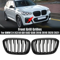 double slat car front grill grilles kidney grill for bmw 3 4 x3 g01 g08 x4 g02 2018 2019 2020 2021 racing grilles car styling