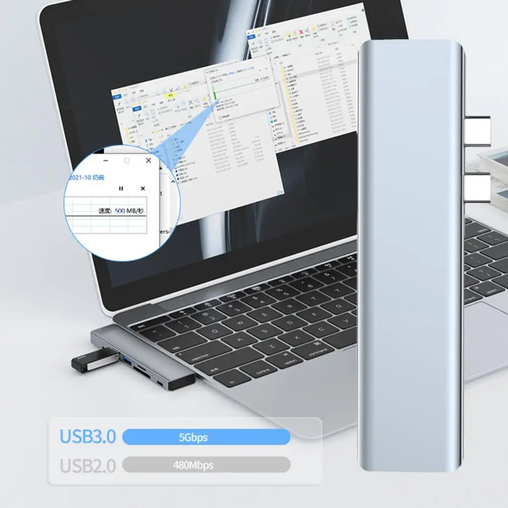 

7 in 1 Useful Driver-free Cable Hub HD-Compatible Image Quality for Office