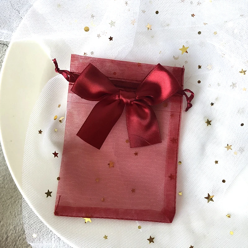 100Pcs Organza Gift Bag Butterfli Organza Bags Drawstring Pouch Storage Jewelry Organizer Jewelry Packaging Party Bag Wholesale