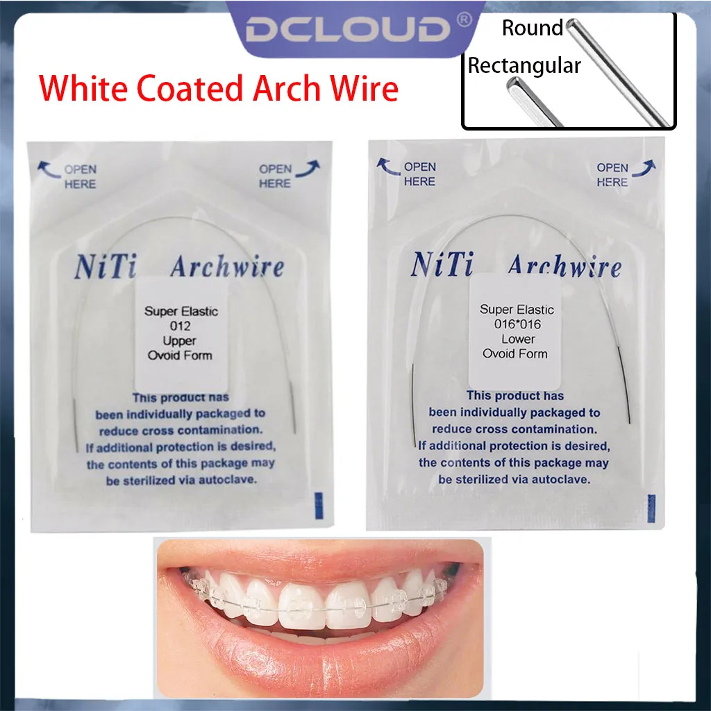 

1Pc/Pack Dental Orthodontic Invisaling Archwire Super Elastic White Coated Niti Arch Wire Ovoid Form Round/Rectangular Dentist