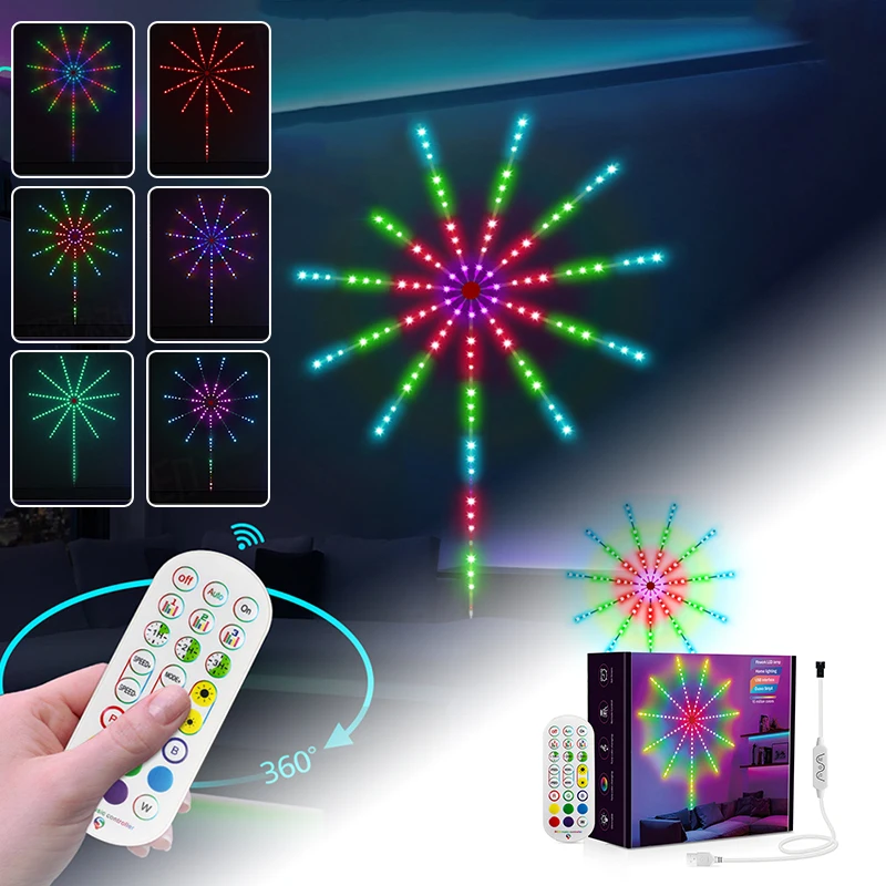 

Firework LED Strip Light Kit with Music Sound Remote Control neon lights atmosphere Strip light For Christmas Bedroom Party